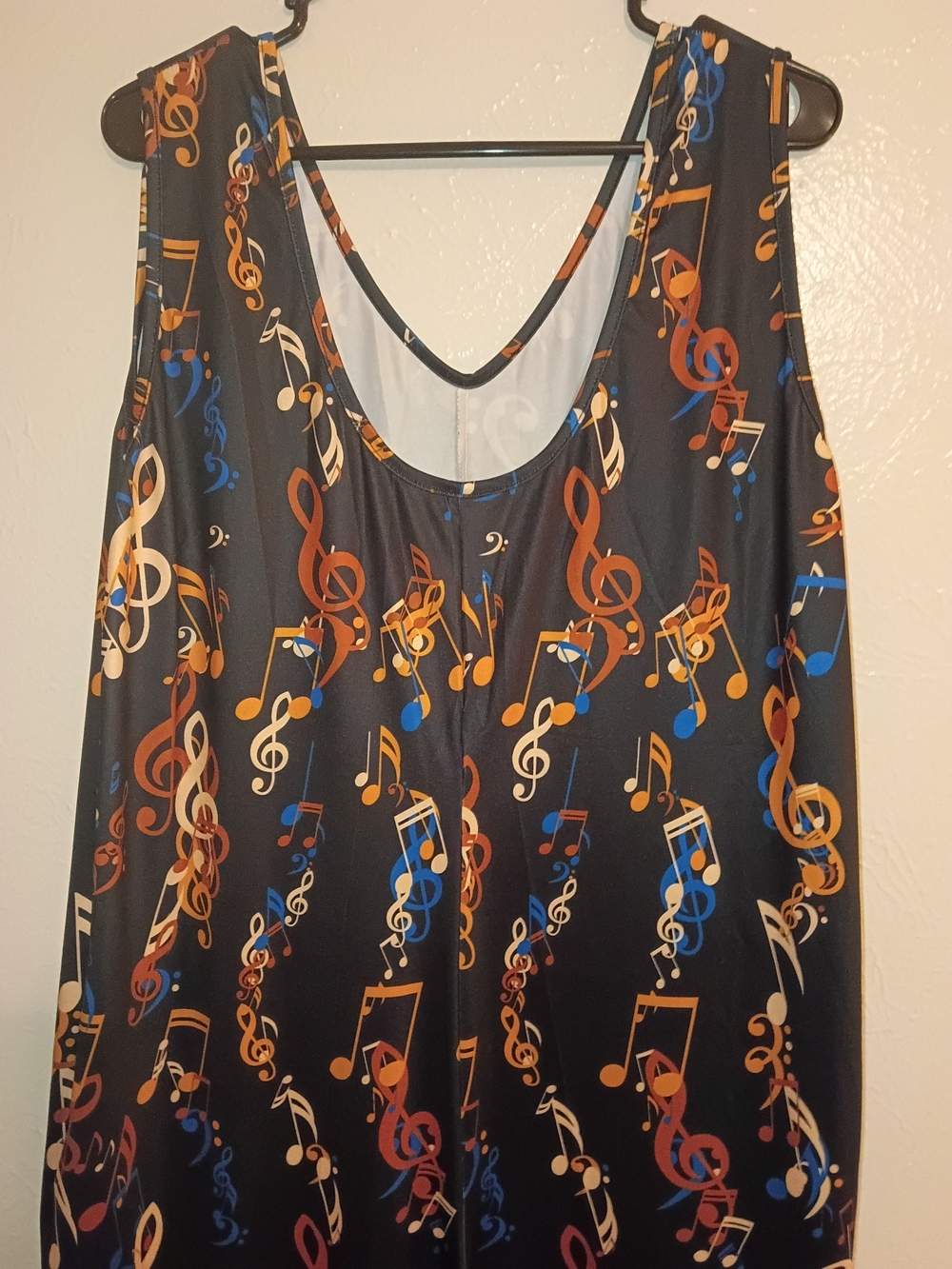 Black Music Notes Sleeveless Tank Top